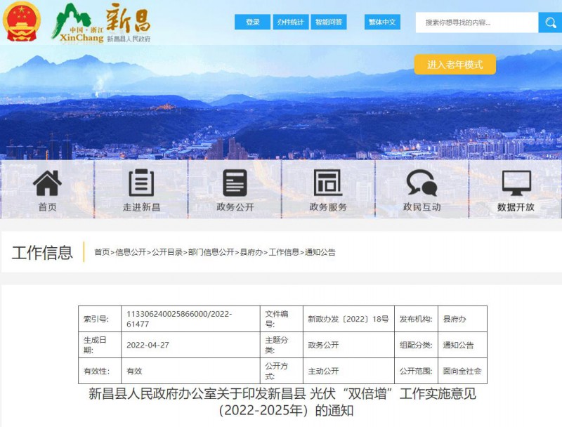 浙江新昌：大力推進(jìn)工商業(yè)建筑屋頂光伏，全縣現(xiàn)有黨政機(jī)關(guān)、事業(yè)單位等公共建筑屋頂實(shí)現(xiàn)100%安裝