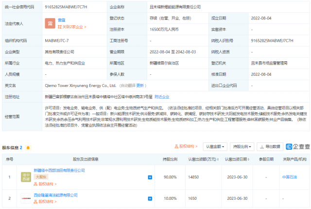 中國石油、隆基投資成立能源公司