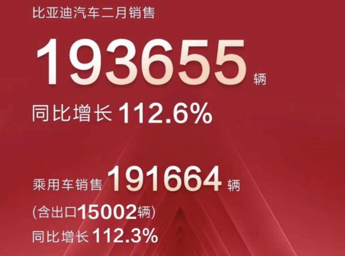 2月新能源車企成績單出爐，比亞迪一騎絕塵